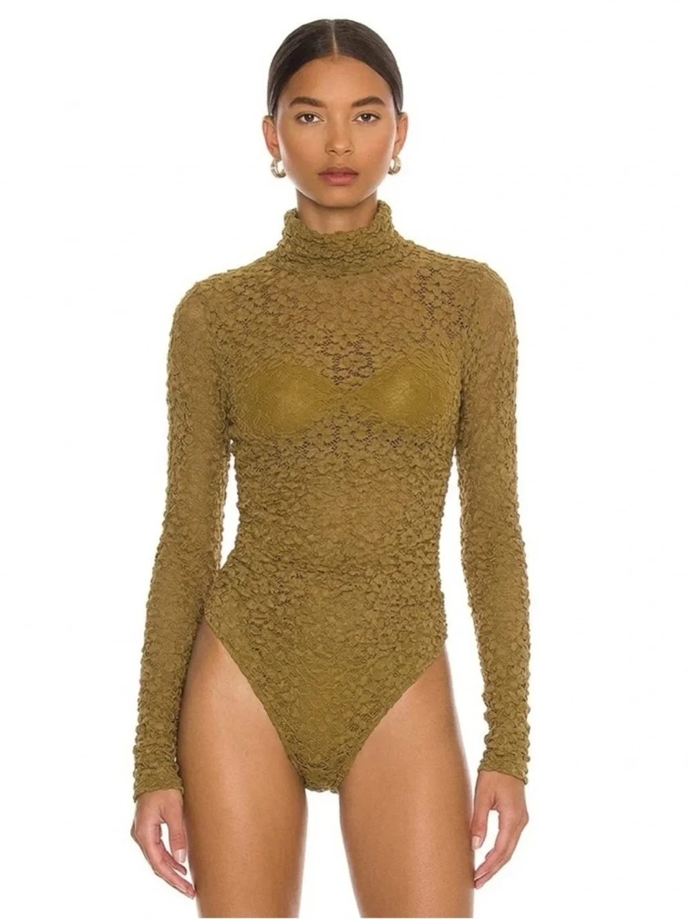 Free People Day And Night Lace Bodysuit in Light Willow Size XL NWT
